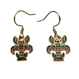 Mardi Gras Theme Crawfish Dangle Earrings